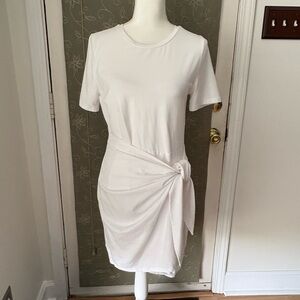 a new day White Short Sleeve Tie-Waist Midi Dress